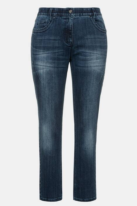 Curvy-Jeans, Wascheffekte, schräge Ziernaht, 5-Pocket