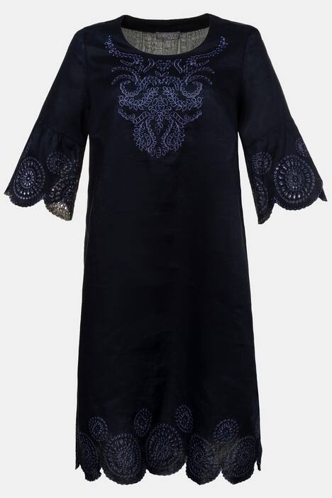 Kleid, reines Leinen, Stickereien, 3/4-Ärmel, selection