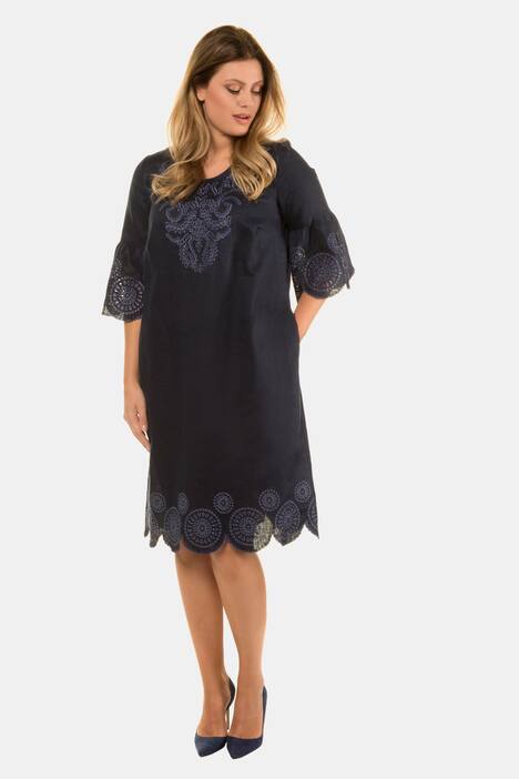 Kleid, reines Leinen, Stickereien, 3/4-Ärmel, selection