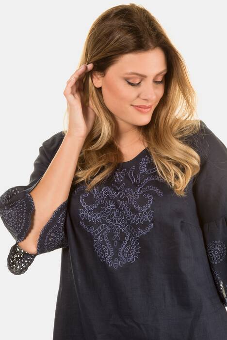 Kleid, reines Leinen, Stickereien, 3/4-Ärmel, selection