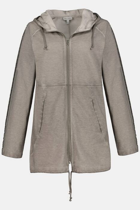 Sweatjacke, cold dyed, Kapuze, Ärmel-Glitzerband