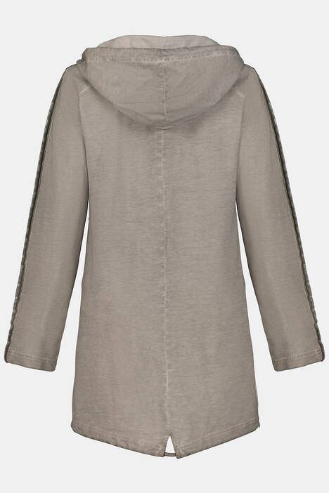 Sweatjacke, cold dyed, Kapuze, Ärmel-Glitzerband