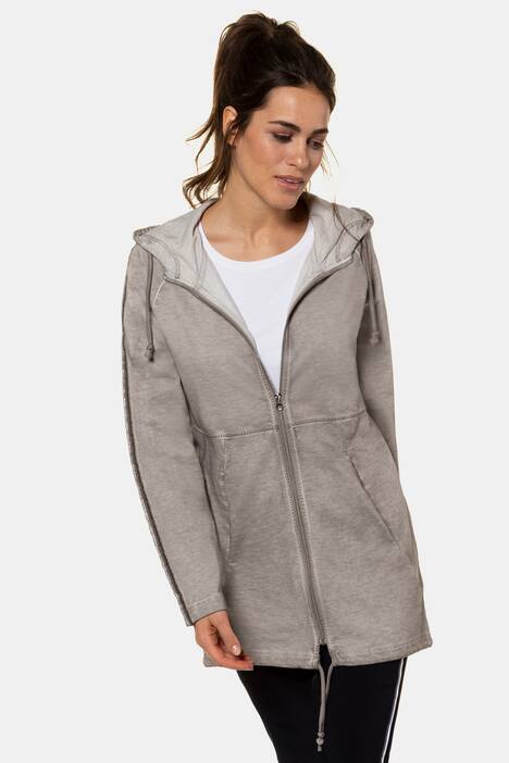 Sweatjacke, cold dyed, Kapuze, Ärmel-Glitzerband