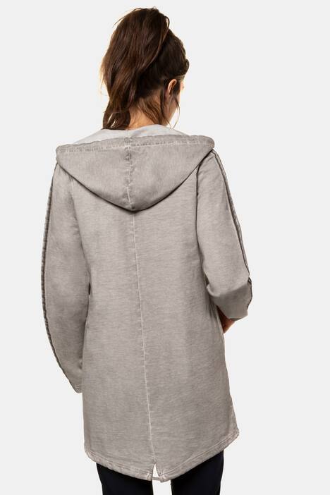 Sweatjacke, cold dyed, Kapuze, Ärmel-Glitzerband