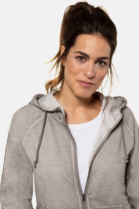 Sweatjacke, cold dyed, Kapuze, Ärmel-Glitzerband