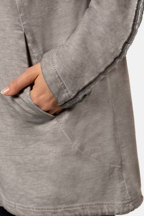 Sweatjacke, cold dyed, Kapuze, Ärmel-Glitzerband