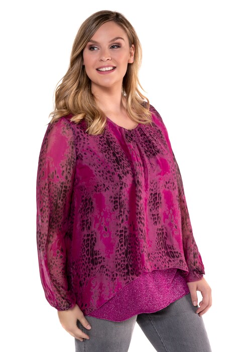 Leopard Spot Metallic Layered Blouse