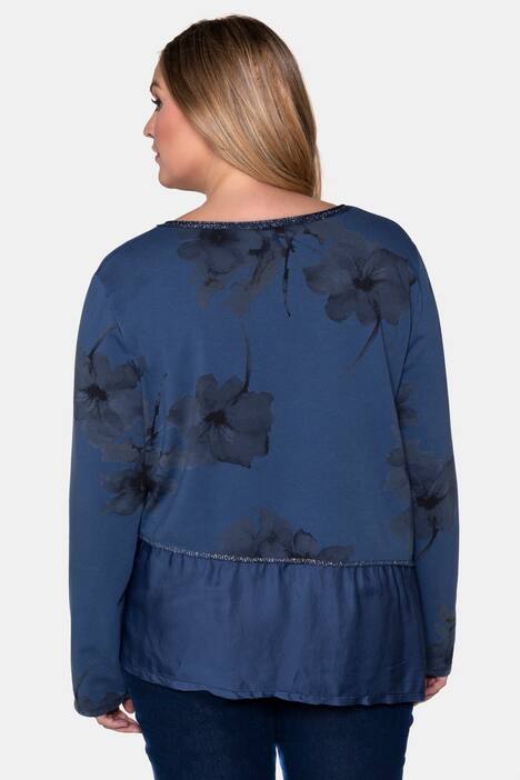 Sweatshirt, geblümt, Blusensaum, Glitzernähte, Langarm