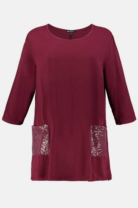 Tuniek, oversized, pailletten, viscose, 3/4 mouwen