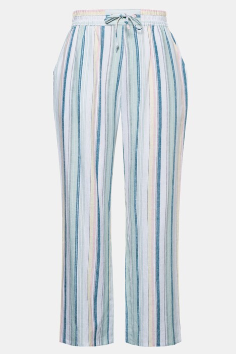 Streifenhose Rose, ausgestelltes Bein, Leinenmischung