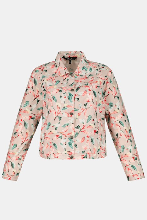 Blouson, Blattmuster, Leinenmischung