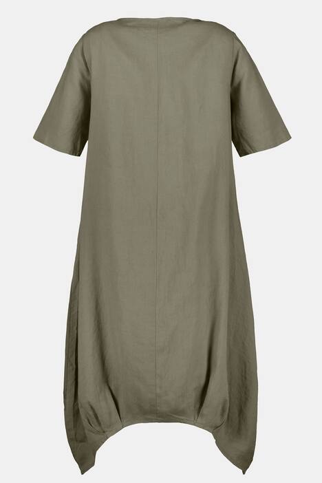 Kleid, Blütenstickerei, O-Silhouette, Leinenmischung