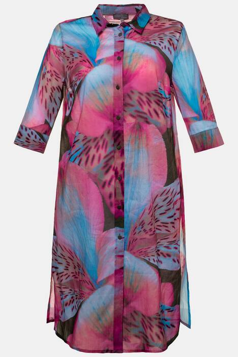 Longbluse, XL-Blüten-Design, 3/4-Arm, selection