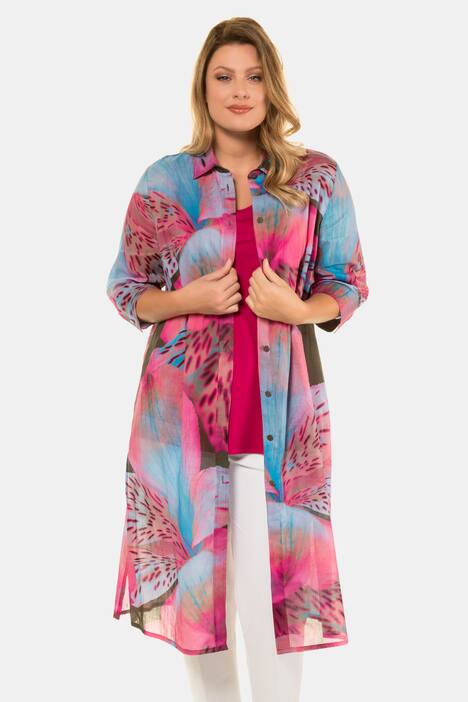 Longbluse, XL-Blüten-Design, 3/4-Arm, selection