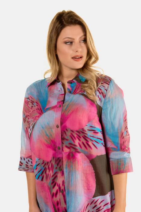 Longbluse, XL-Blüten-Design, 3/4-Arm, selection