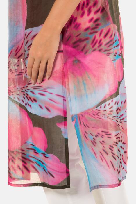 Longbluse, XL-Blüten-Design, 3/4-Arm, selection