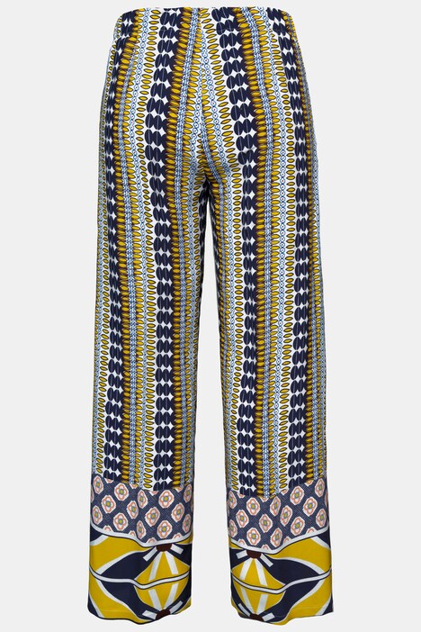 Border Hem Straight Wide Leg Pants