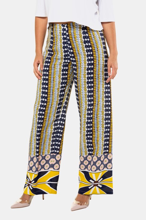 Border Hem Straight Wide Leg Pants