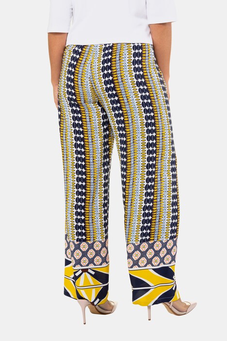Border Hem Straight Wide Leg Pants