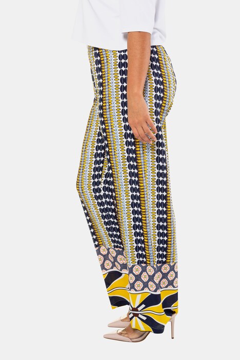 Border Hem Straight Wide Leg Pants