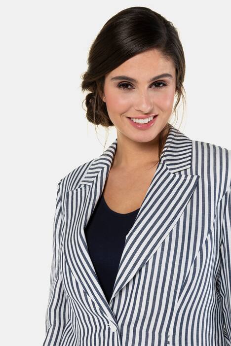Stripe Godet Linen Blend Blazer