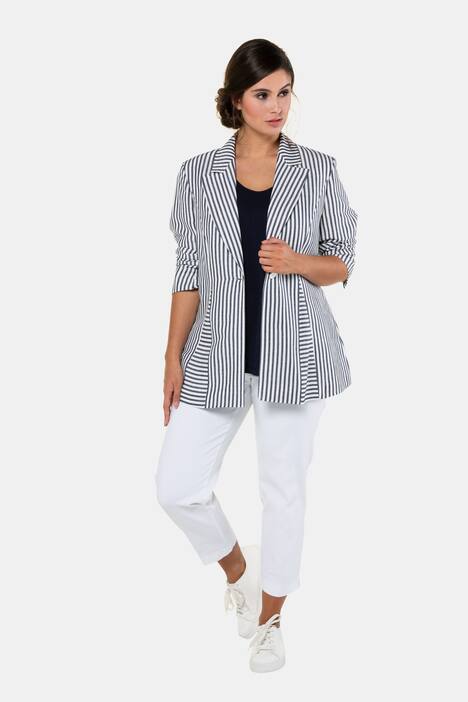 Stripe Godet Linen Blend Blazer