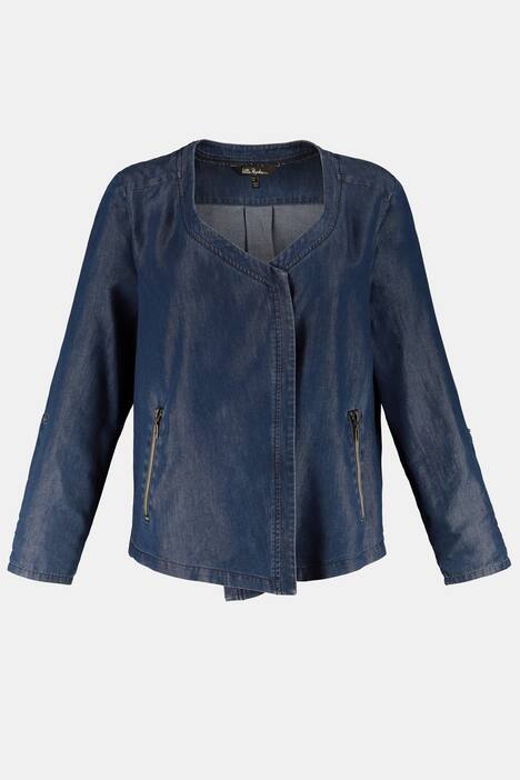 Kurzjacke, Denimoptik, offene Form, Lyocell-Anteil