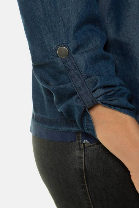 Kurzjacke, Denimoptik, offene Form, Lyocell-Anteil