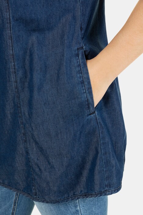 Long Denim Lace-up Round Neck Tank