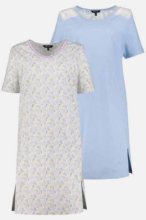 Bigshirts, 2er-Pack, Paisleymuster/Spitze, bis 74/76