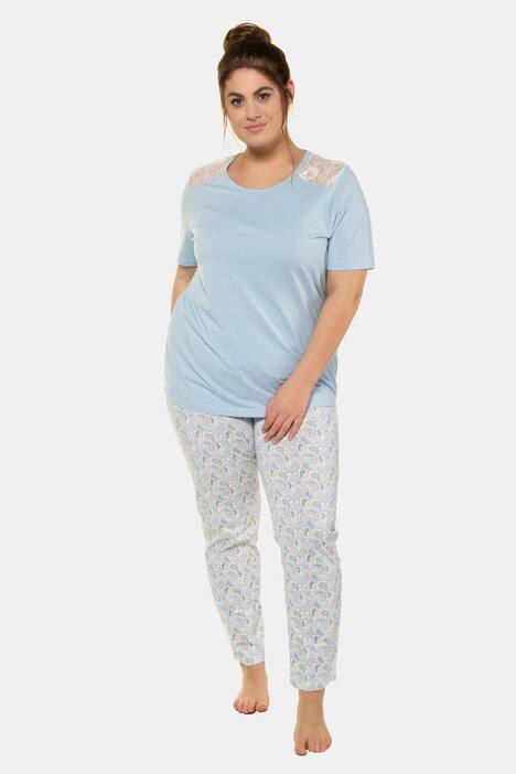 Pyjama, Paisleymuster, Spitze, bis Gr. 74/76