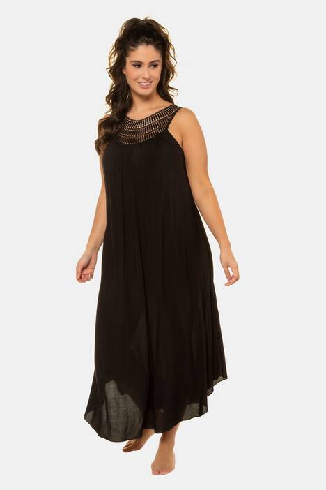 Maxikleid, Spitzen-Ausschnitt, Zipfelsaum, Cut-Outs