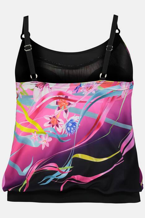 Tankini, Blütenmotiv, breiter Bund, Softcups
