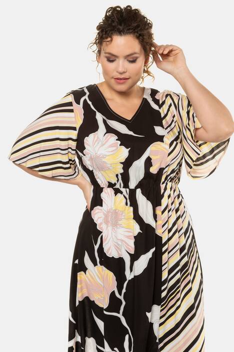Kleid, asymmetrischer Saum, elastische Taille