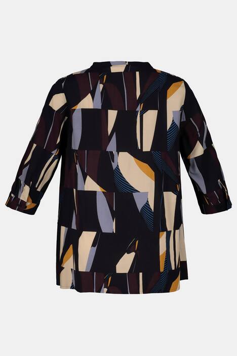 Bluse, grafisches Muster, Stehkragen, 3/4-Arm
