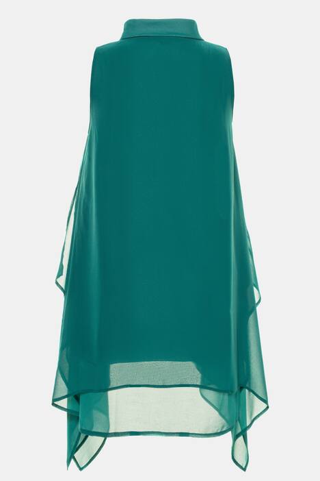 Longtunika, Zipfelsaum, Chiffon-Oberlage, Jersey