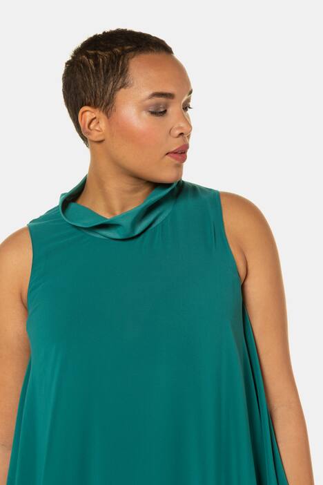 Longtunika, Zipfelsaum, Chiffon-Oberlage, Jersey