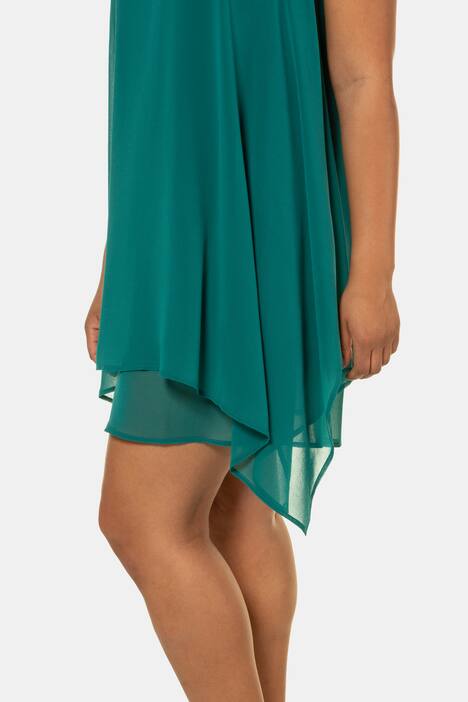 Longtunika, Zipfelsaum, Chiffon-Oberlage, Jersey