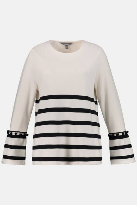 Sweatshirt, Streifen, Volantärmel, Pomponband