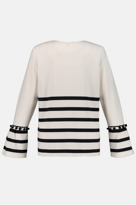 Sweatshirt, Streifen, Volantärmel, Pomponband