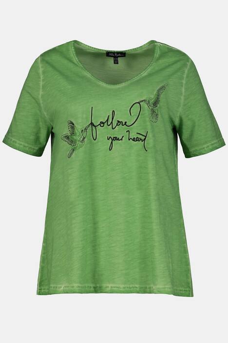 Follow Your Heart Cold Dye Slub Yarn Cotton Knit Tee