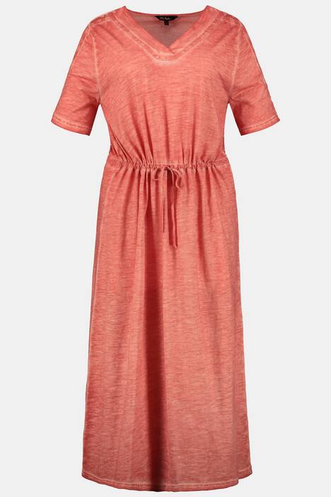 Jerseykleid, cool dyed, Spitzenband, Taillen-Tunnelzug