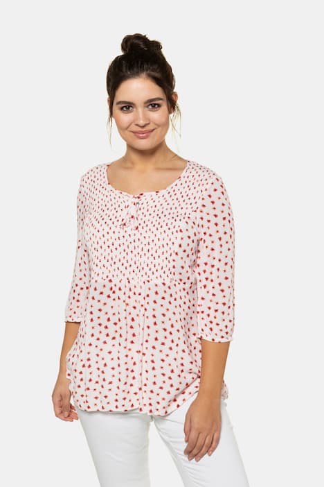 Petite Floral Print Smocked Blouse