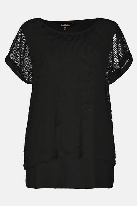 Netz-T-Shirt, Jerseytop, Pailletten, einzeln tragbar