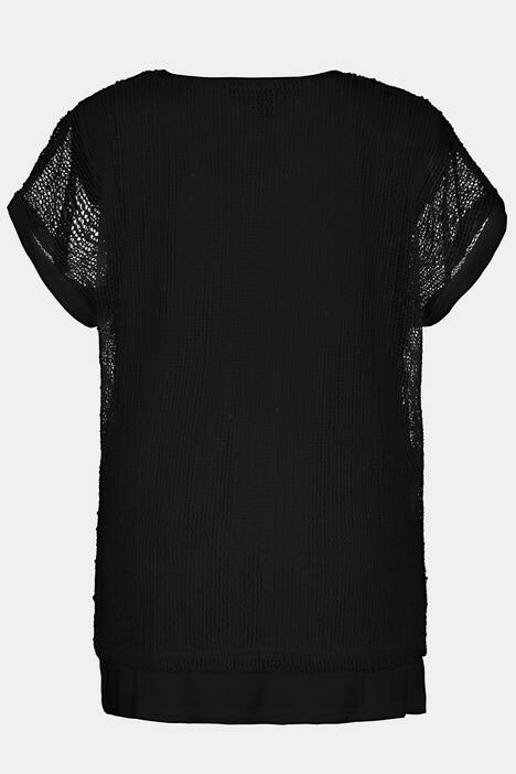 Netz-T-Shirt, Jerseytop, Pailletten, einzeln tragbar