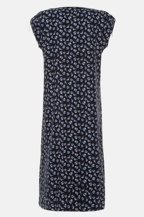 Shell Print Gathered Shoulder Stretch Knit Dress