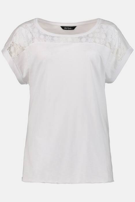 T-Shirt, Spitze, Oversized, Pailletten, Flammjersey