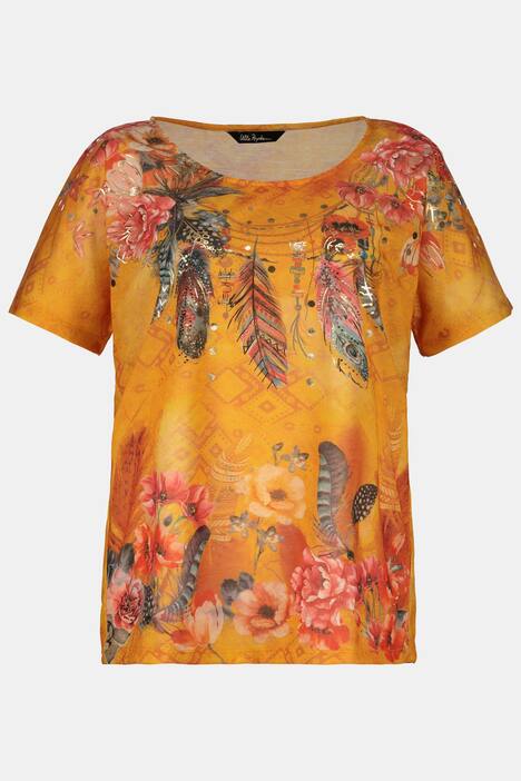 T-Shirt, Federmotiv, Oversized, luftig-leicht