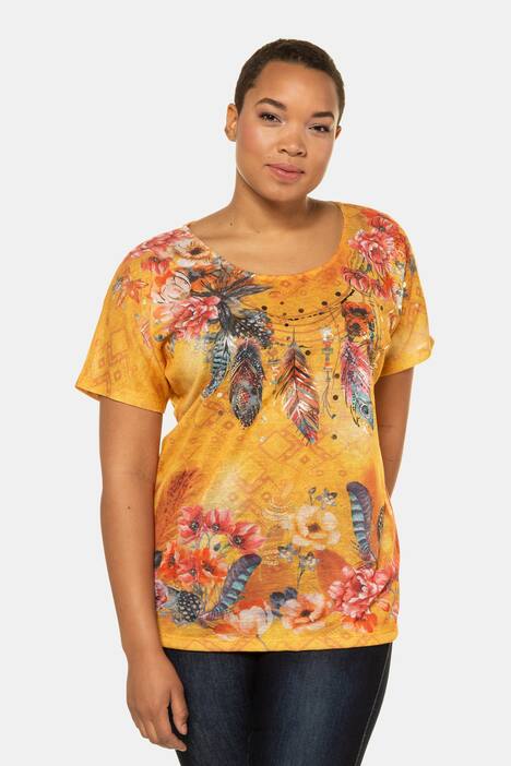 T-Shirt, Federmotiv, Oversized, luftig-leicht