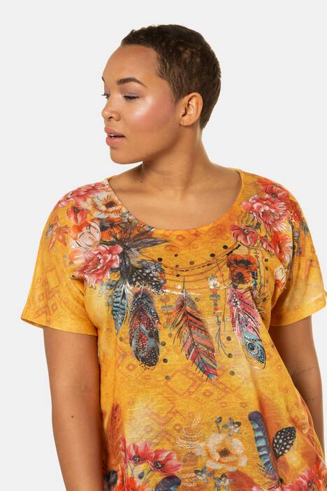 T-Shirt, Federmotiv, Oversized, luftig-leicht